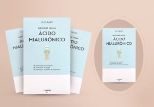 Imagem com fundo beje com 3 frascos de Máscara Facial Ácido Hialurônico Alchemia 20g