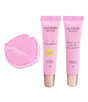 Kit Lábios Perfeitos com Sabonete Esfoliante Labial + Massageador + Lip Balm com Ácido Hialurônico Alchemia Skincare KIT 