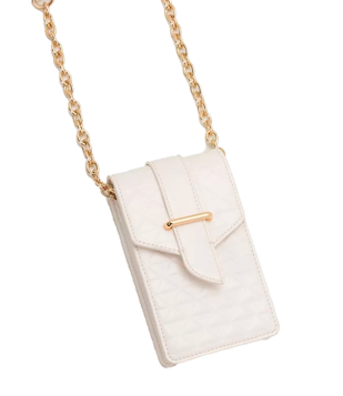 Bolsa Porta Celular com Alça de Corrente Off White