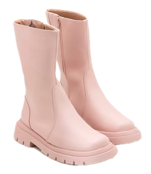 Bota Boot Tratorada com Zíper Rosa