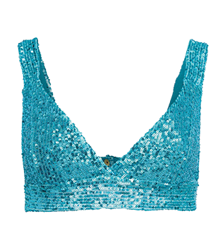 BLUSA REGATA CROPPED COM DECOTE V E PAETÊ AZUL