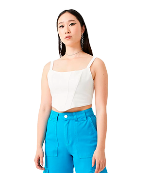 BLUSA REGATA CROPPED CORSET EM SARJA BRANCO