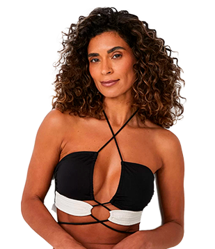 BIQUÍNI TOP CROPPED EM POLIAMIDA COM DETALHE TEXTURIZADO PRETO