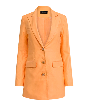 BLAZER ALONGADO EM LINHO COM BOLSOS FRONTAIS LARANJA