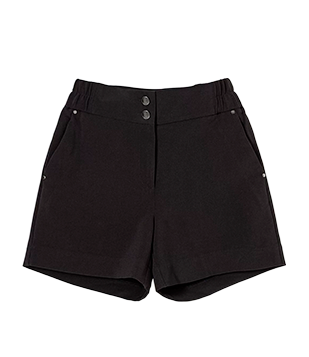 SHORT COM CÓS ELÁSTICO E FECHAMENTO EM BOTÃO PRETO