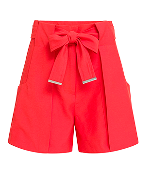 SHORT ALFAIATARIA EM VISCOSE COM CINTO FAIXA VERMELHO