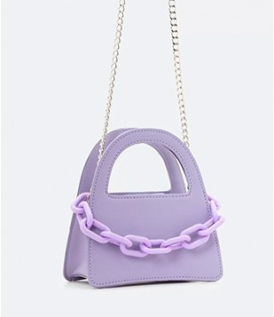 BOLSA TRANSVERSAL COM ALÇA DE MÃO E CORRENTE EMBORRACHADA ROXO