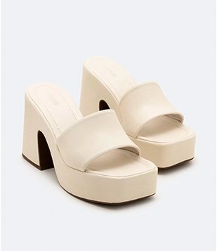 SANDÁLIA COM TIRA ÚNICA E SALTO FLATFORM OFF WHITE