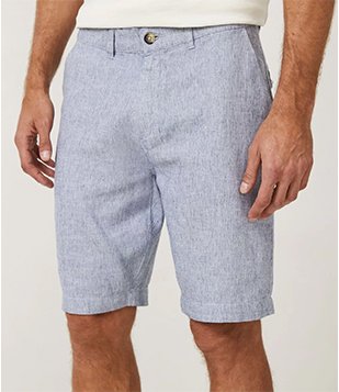 BERMUDA TEXTURIZADA EM LINHO AZUL