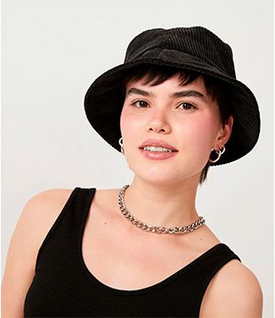 CHAPÉU BUCKET COM TEXTURA COTELÊ PRETO