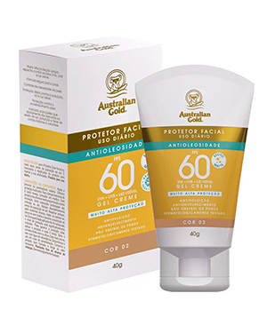 Protetor Solar Facial Com Cor Gel Creme FPS60 Australian Gold 40g
