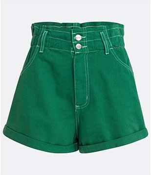 SHORT MOM EM SARJA E BARRA DOBRADINHA VERDE