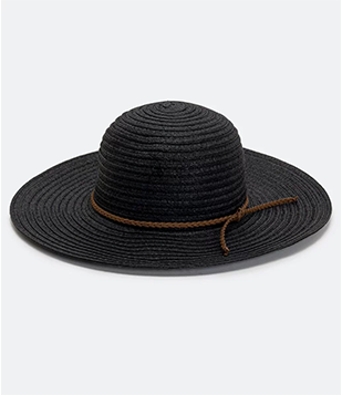 Chapéu De Praia Básico Com Cordão Trançado Preto