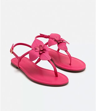 SANDÁLIA RASTEIRA FIO DENTAL COM FLOR ROSA