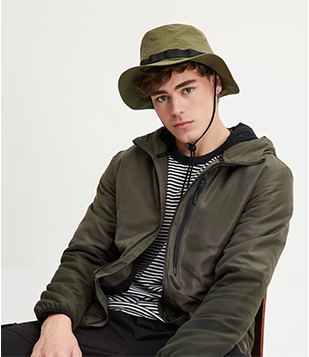 Chapéu Bucket Em Poliamida Com Fita E Cordão Com Regulador Verde