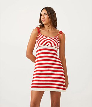 VESTIDO CURTO EM TRICÔ COM AMARRAÇÃO NAS ALÇAS VERMELHO