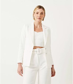 BLAZER ALONGADO EM ALGODÃO COM BOTÕES FRONTAIS BRANCO