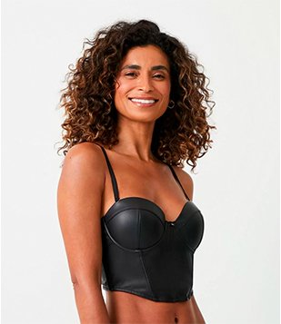 SUTIÃ CORSET COM BOJO E ALÇAS REGULÁVEIS E REMOVÍVEIS PRETO