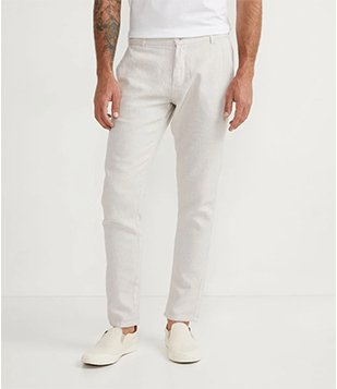 CALÇA EM LINHO SEM ESTAMPA BEGE