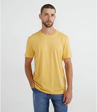 CAMISETA COMFORT BÁSICA EM ALGODÃO COM MANGA CURTA AMARELO
