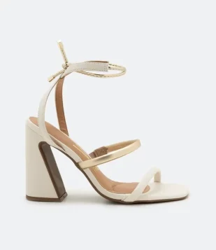 Sandália Com Tiras E Salto Alto Diferenciado Vizzano Off White