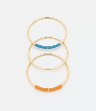 Kit 03 Pulseiras Em Metal Pintado Multicores