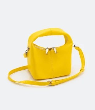 Bolsa Com Alça De Mão E Zíper Inteiro Amarelo