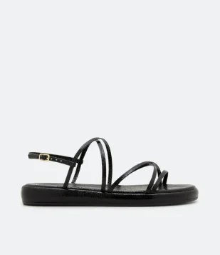 Sandália Rasteira Sport Sandal Metalizada Preto