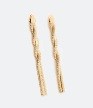 Brinco Fio Em Metal De Corrente Rabo De Rato Trançada Dourado