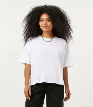 Blusa Em Algodão Peruano Com Cava Deslocada E Barra Mullet Branco