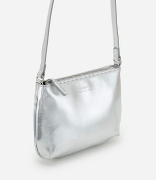 Bolsa Transversal Pequena Metalizada Prata