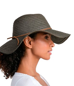 Chapéu De Praia Básico Com Aba Larga E Cordão Trançado Verde