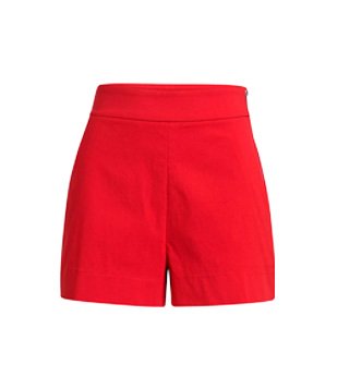 Short Em Bengaline Com Zíper Tratorado Na Lateral Vermelho