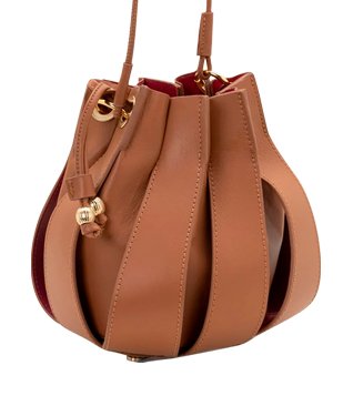 Bolsa Bucket em Couro com Alças Finas Marrom