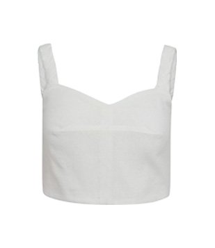 Blusa Cropped Em Linho Com Alça Trançada Branco