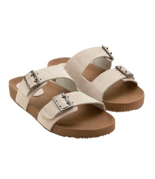 SANDÁLIA DE TIRAS COM DETALHE EM FIVELA - VIKO OFF WHITE