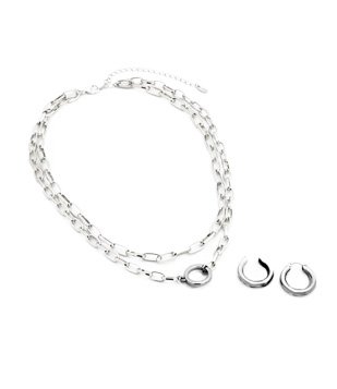 CONJUNTO BRINCO E COLAR CAMADA EM METAL ESTILO CONTEMPORÂNEO