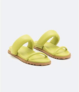 Sandália Rasteira Com Tiras Puffa Verde