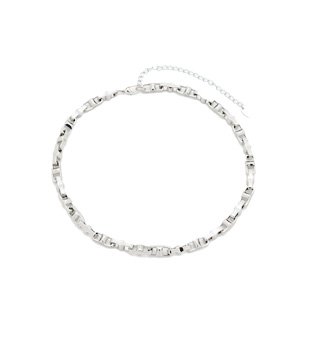 Colar Curto Em Metal Com Elos Diferenciados Cinza