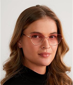 Óculos De Sol Gateado Em Metal Com Pintura No Superior Dourado