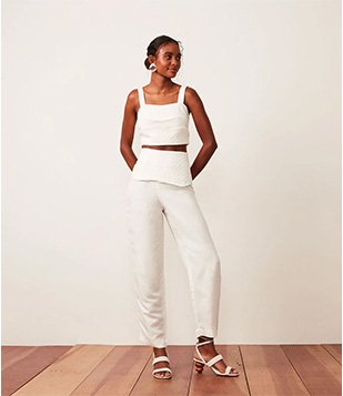 CALÇA RETA EM LINHO COM CÓS DIFERENCIADO BRANCO