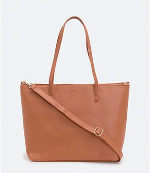 BOLSA SHOPPER COM ALÇA REGULÁVEL E DETALHES DOURADOS MARROM