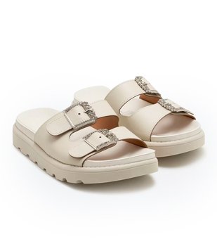 Sandália Rasteira Sport Sandal com Fivelas Brilhosas Vizzano Off White