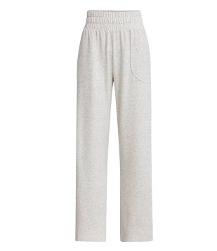 Calça Pantalona Esportiva em Viscose com Textura e Bolsos Off White