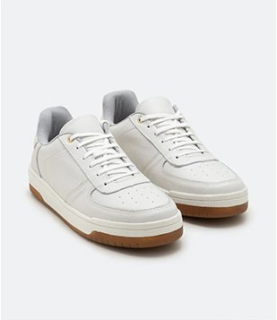 TÊNIS STREET EM COURO COM RECORTES BRANCO