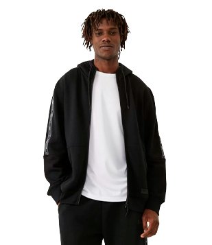 BLUSÃO MOLETOM ESPORTIVO COM ESTAMPA EM LETTERING PRETO