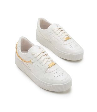 Tênis Caixa Alta Com Correntinha Branco