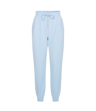 Calça Jogger em Moletom sem Estampa com Recorte Frontal Azul