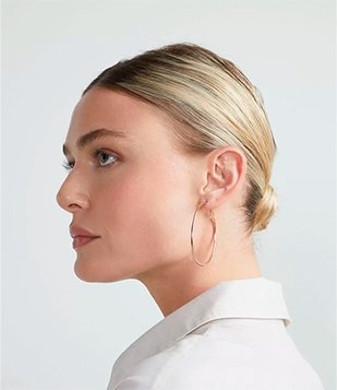 Brinco Argola em Metal Básica Média Dourado