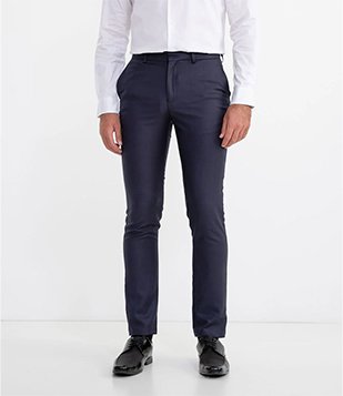 Calça Social em Poliviscose com Bolsos Faca Azul